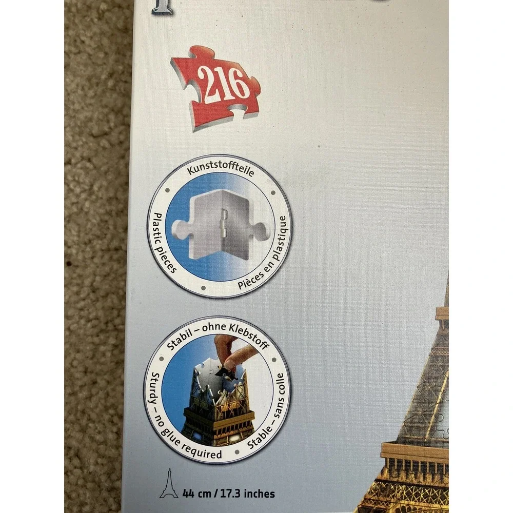 Ravensburger La Tour Eiffel Tower‎ Paris 3D Puzzle 216 Pieces BOX Directions